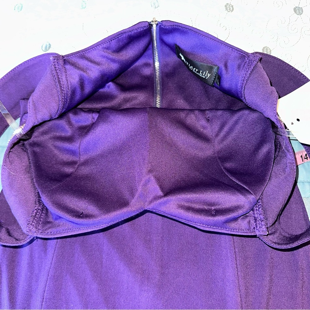 Long formal plum dress with rhinestone accents - Picture 9 of 9